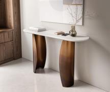 DELIFE Consoletafel Solena 135x40 cm marmer wit metaal goud fusion afw...