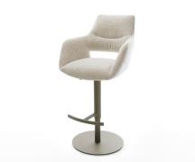 DELIFE Barstoel Yago-Flex Zachte Geweven stof Beige Draaivoet in hoogt...