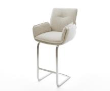 DELIFE Barstoel Nela-Flex Zachte Geweven stof Beige Vrijkantelframe pl...