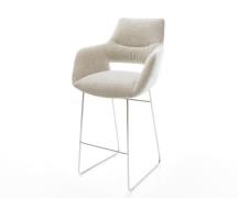 DELIFE Barstoel Yago-Flex Zachte Geweven stof Beige Sledeonderstel roe...