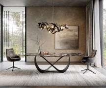 DELIFE Eetkamertafel Edge Oval 280x130 cm Keramiek Iris FMG Agatablack...