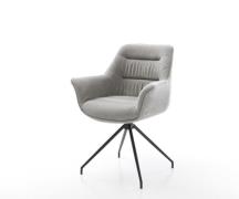 DELIFE Eetkamerstoel Kaira-Flex zachte stof met structuur grijs kruisf...