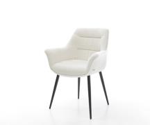 DELIFE Eetkamerstoel Kaira-Flex bouclé zacht beige 4-poot conisch zwar...