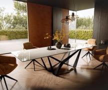 DELIFE Eettafel Edge 300x100 cm keramiek Onyx Champagne Spider platsta...