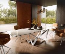DELIFE Eettafel Edge 300x100 cm keramiek Onyx Champagne Spider metaal ...