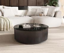 DELIFE Salontafel Fiorano 90x90 cm marmer zwart zilver metaal Black An...