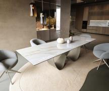 DELIFE Eettafel Edge 300x100 cm keramiek Onyx Pearl Infinity metaal ef...