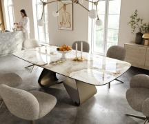 DELIFE Eettafel Edge Boot 240x120 cm Keramiek Minas Melange Wit-Beige ...
