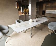 DELIFE Eettafel Edge 300x100 cm keramiek Onyx Pearl kruisframe rechtho...
