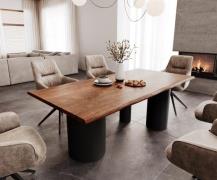 DELIFE Eettafel Edge 200x100 acacia bruin Troa metaal zwart Live-Edge