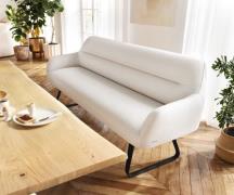 DELIFE Eetkamerbank Taya-Flex 200 cm bouclé crème-wit platte sledebasi...