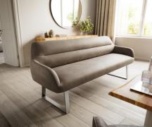 DELIFE Eetkamerbank Taya-Flex 200 cm microvelours taupe vintage gekant...