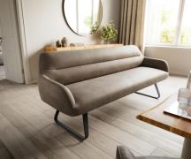 DELIFE Eetkamerbank Taya-Flex 200 cm microvelours taupe vintage platte...