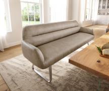 DELIFE Eetkamerbank Taya-Flex 200 cm microvelours beige vintage platte...