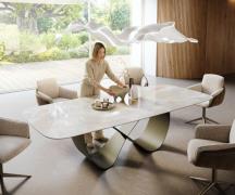 DELIFE Eetkamertafel Edge Boot 270x120 cm Keramiek Iris FMG Onice Grig...