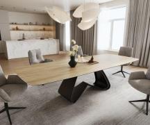 DELIFE Eettafel Edge Boot 240-300x120 cm Keramiek Laminam® Sabbia Eich...