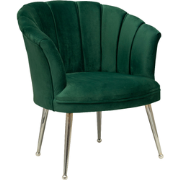 Luxe Velvet Schelp Fauteuil Mila Groen | Zilveren Poten