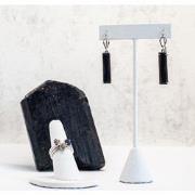 OBSIDIAAN OORBELLEN - ZILVER 925