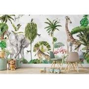 Kinderkamer jungle safari - Kinderbehang - 389,6 cm x 280 cm - Walloha