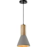 QUVIO Hanglamp langwerpig beton met hout grijs - QUV5142L-GREY