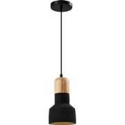 QUVIO Hanglamp langwerpig  beton met hout zwart - QUV5143L-BLACK