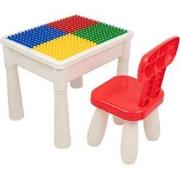 Decopatent® - Kindertafel met 1 Stoeltje - Speeltafel met bouwplaat en...