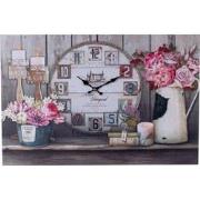 Decopatent® XL Canvas Schilderij Klok - Wandklok - PARIJS & BLOEMEN - ...