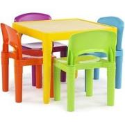 Decopatent® Kindertafel met stoeltjes van kunststof - 1 tafel en 4 sto...