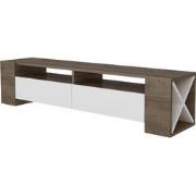 Meubel TV 2 Laden Noten en Wit Decor L155 cm - Sosruko