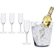 Luxe Kristallen Champagneset - Set van 5 - Inclusief Wijnkoeler