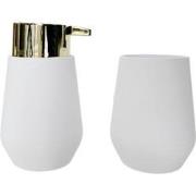 Badkamer set Nude - Zeeppompje & Beker - Wit/Goud