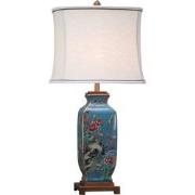 Fine Asianliving Oosterse Tafellamp Porselein Blauw Handgeschilderd