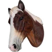 Villa Pottery  Paardenhoofd Wanddecoratie -Paard - Bruin Wit - 24x34x4...