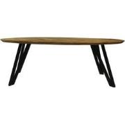 HSM Collection-Ovale Eettafel Fishbone-240x110x76-Naturel/Zwart-Eiken/...