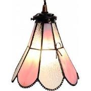 LumiLamp Hanglamp Tiffany  Ø 18x90 cm Roze Glas Metaal Hanglamp Eettaf...