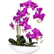 Kopu® Kunstbloem Orchidee 60 cm Roze met Schaal Ovaal - Phalaenopsis