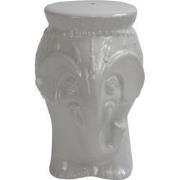 Fine Asianliving Keramische Kruk Olifant Wit Handgemaakt D33xH46cm