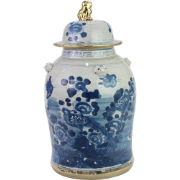 Fine Asianliving Chinese Gemberpot Blauw Wit Verguld Porselein Vogels