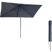 Kopu® Leon Parasol Rechthoek 150x250 cm - Balkonparasol met Hoes - Gri...