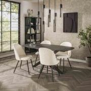 Hoyz Collection - Eetkamertafel 180 Deens Ovaal - 3D Melamine Slate St...