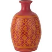 J-line - Vaas Bloemen+lijnen Terracotta Roze/oranje - 27x27x43cm