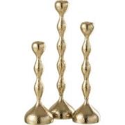 J-line - Set Van Drie Kandelaars Borne Aluminium Goud - 9x9x39cm