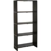 J-line - Boekenkast 4 Schappen Gerecycleerd Teak Zwart - 88x35x190cm