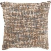 J-line - Kussen Tweed Acryl/katoen Lichtblauw/beige - 45x45x12cm