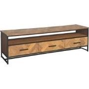 Livingfurn - TV Meubel Accent 180 cm - Teakhout / Gecoat Staal