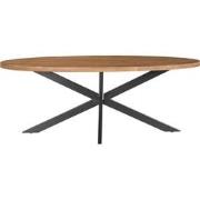 Livingfurn - Eetkamertafel Rocky Oval 210 cm - Mangohout / Gecoat Staa...