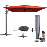 MEGA COMBI DEAL! Madison Parasol monaco flex III brick red + voet + ho...