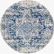 Rond Vintage Oosters Tapijt JULIETTE - Blauw/Wit - Ø 160 cm