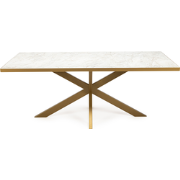 Stalux Eettafel 'Gijs' 240 x 100cm, kleur goud / wit marmer