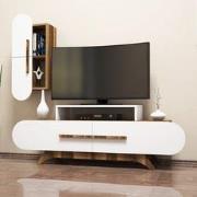 TV Meubel Set Rose Walnoot Wit Melamine 145x49,8x36,8 cm